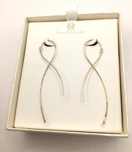 NIB House of Harlow 1960 Gold Tone 3" Dangle Earrings ~ Threader - Picture 1 of 3