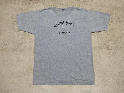 Virginia Beach Shirt Mens Large L Gray Logo Short Sleeve Tourist Fishing Adult - Image 1 of 4