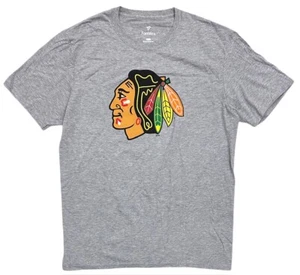Camiseta para hombre Chicago Blackhawks logotipo del equipo NHL hockey gris camiseta de fanáticos - Imagen 1 de 2