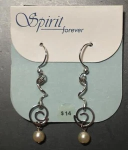 SPIRIT FOREVER EARRINGS PIERCED Rhodium Finish Sterling Ear wirePostNEW Thailand - Picture 1 of 4