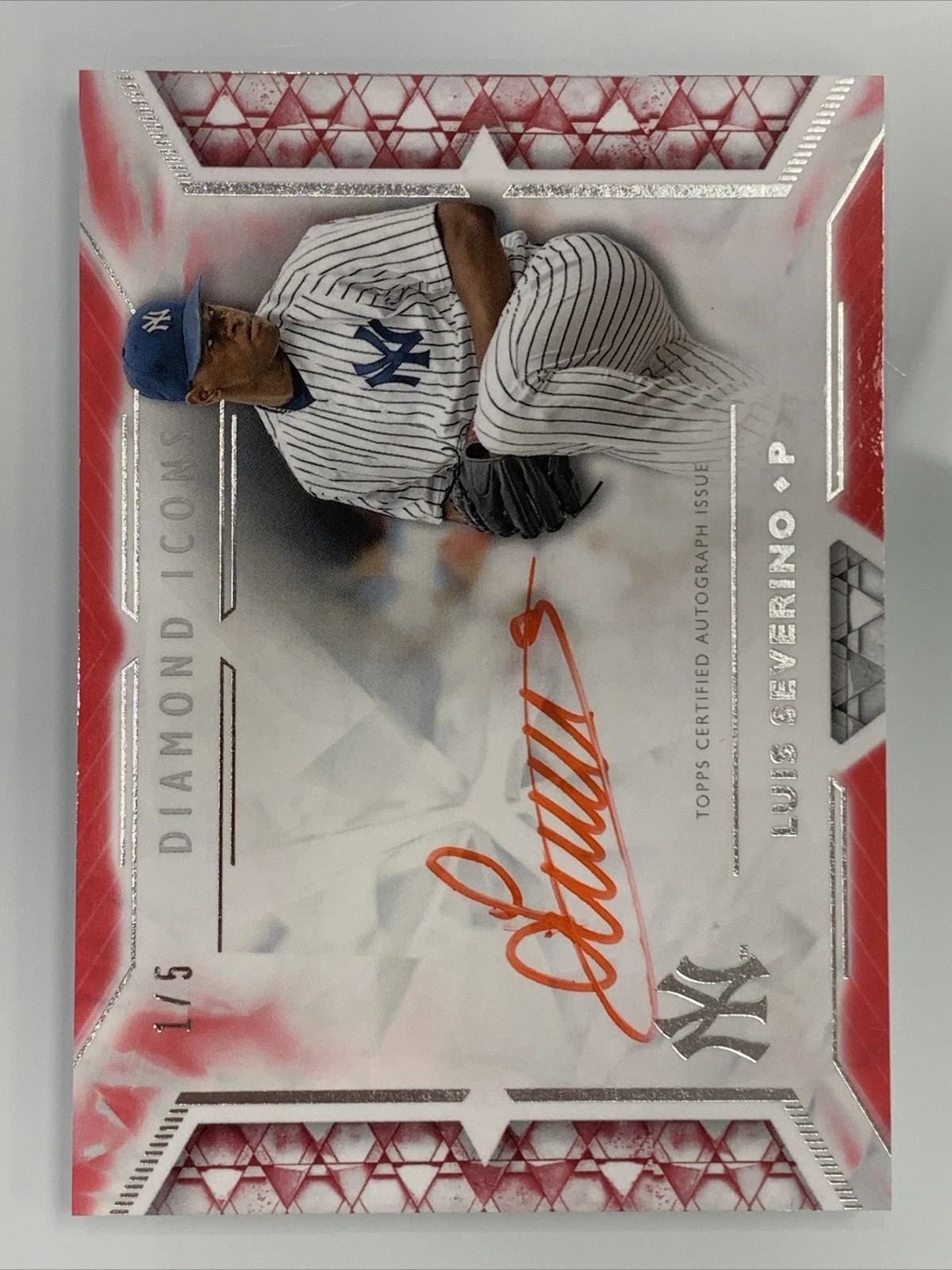 2018 Topps Diamond Icons Luis Severino Red Ink Auto #1/5 Yankees #RIA-LS
