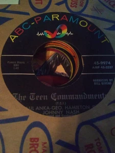 Paul Anka, Geo Hamilton IV, Johnny Nash, Teen Commandments~1958 ABC-Para 45 +slv - Picture 1 of 1