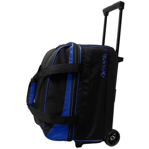 Green PYRAMID 2 Ball Bowling Bag With Wheels Double Roller Two Bowler Rolling