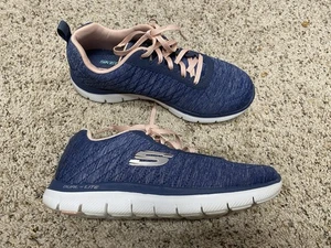 Skechers Flex Appeal 2.0 Mujer Zapatillas Talla 7 Azul Marino Rosa Zapatos Confort - Imagen 1 de 5