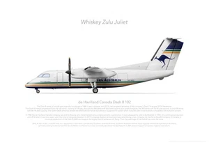 DHC DASH 8 102 VH-WZJ SOUTHERN 1992 - A3+ Profile Print - Bild 1 von 4