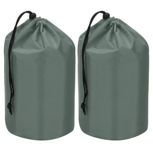 2 Pcs Stuff Sack, 5 x 10 Inch Waterproof Outdoor Storage Sack Drawstring Grey - Picture 1 of 7