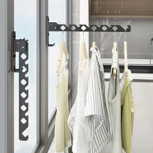 2PCS Black Wall Mount Clothes Dryer No Hole Needed & Extendable 180° Adjust - Picture 1 of 13