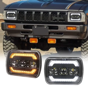 Pair 5x7" LED Headlights Hi/Lo Beam DRL Turn Signal For Toyota Hilux 1983-2004 - Picture 1 of 12