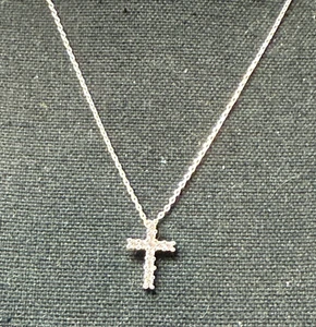 Small Cross Pendant Silver Tone Made with Swarovski Crystals - Picture 1 of 4