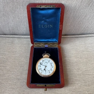1921 Elgin Veritas 453 Up Down Wind Indicator Pocket Watch GF 16s 23j RR Runs - Image 1 of 4