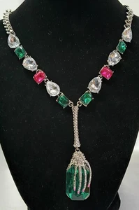 New Betsey Johnson Halloween Skeleton Hand Crystal Drop Necklace Jewelry #2 - Picture 1 of 7