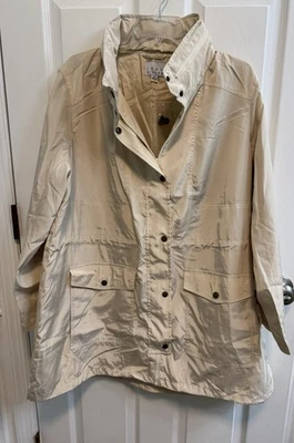 Joan Rivers 1X Anorak Beige Resistente al Agua con Bolsillos con Capucha NUEVO A302564 Foto 1 de 4