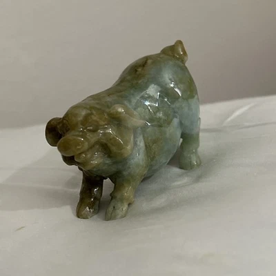 Estátua de porco requintada esculpida à mão de jadeíta natural hetiana - Imagem 1 de 4