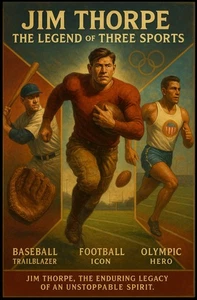Jim Thorpe Three Sports Legend Poster - Picture 1 of 1