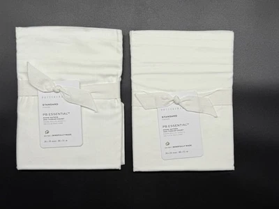 POTTERY BARN ESSENTIAL SET OF 2 STANDARD SHAMS BRAND NEW WHITE - Image 1 of 3