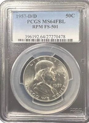 1957 D/D 50 CENT PCGS MS64 FBL RPM FS-501 - Image 1 of 4
