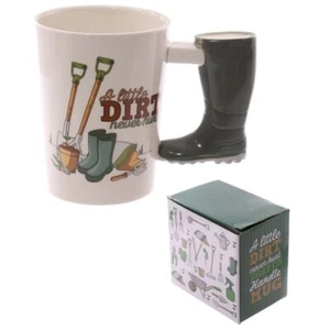 Garden Wellington Boot Shaped Handle Ceramic Mug Tea Coffee Cup Gift for Him NEW - Picture 1 of 1
