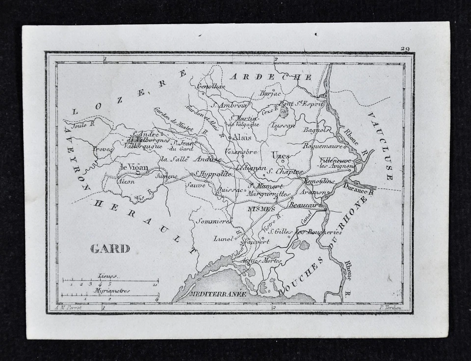 1833 Perrot Tardieu Map - Gard - Alais Nismes Uzes Le Vigan St. Gilles - France - Image 1 of 1