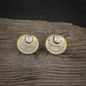 Indian Fashion Stud Earrings Women Cubic Zirconia Gold Plated Earring Jewelry - Picture 1 of 4