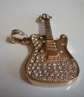 Guitarra Para Hombre Acabado Dorado Moda Elegante Hip Hop Dije Foto 1 de 4