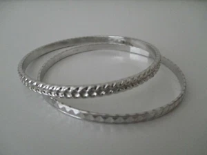 NAPIER Rhodium Bangle Bracelets 1/8" & 1/4" Versatile Chic 7.5" NWOT Lot/2 - Picture 1 of 6