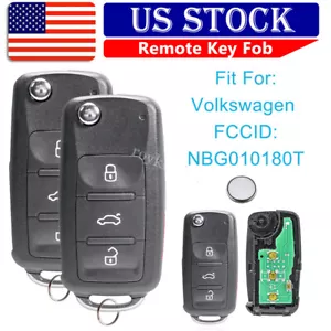 2 For 2011-2015 Volkswagen VW Beetle Jetta Golf Keyless Remote Car Flip Key Fob - Picture 1 of 9