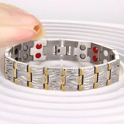 Pulsera magnética para hombre para dolor de artritis pulsera de acero inoxidable regalo de Navidad Foto 1 de 4