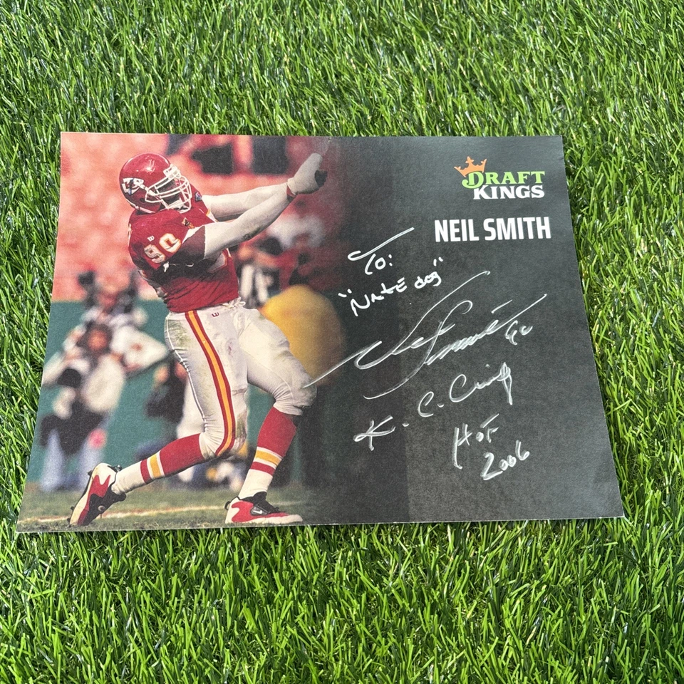 Póster fotográfico autografiado de Neil Smith DraftKings KC Chiefs Salón de la fama 2006 - firmado Foto 1 de 4
