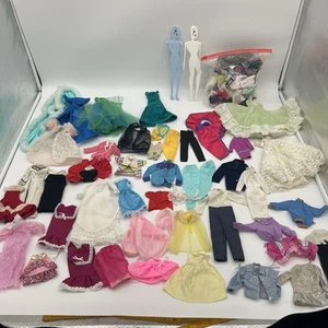 Lot of 47 Vintage Barbie Doll Clothes + 2 Mannequins + Bag of Hook+Loop Clothing - Picture 1 of 22