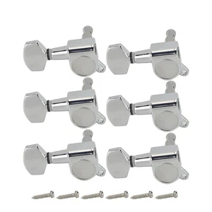 FLEOR 6L Chrome Acoustic Electric Guitar Tuning Pegs Keys Machine Heads - Picture 1 of 9