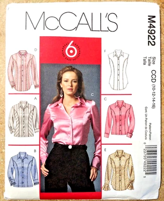 Blusa McCall's M4922 Semiajustada Costuras Princesa Manga Variaciones Talla 10 a 16 Foto 1 de 4