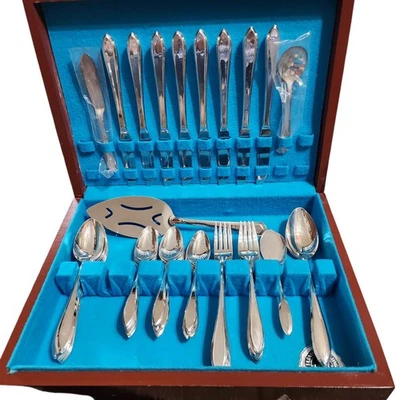 53 pc Oneida Community PATRICIAN Silverplate Flatware Set for 8 with Case - Image 1 of 4