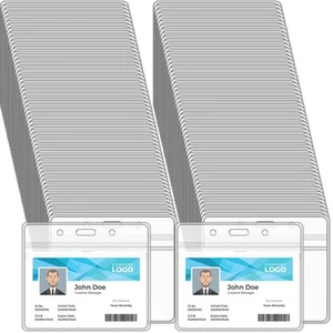 Badge Holder Horizontal ID Card Protector, Name Tag Badge Holders with Reseal... - Picture 1 of 7