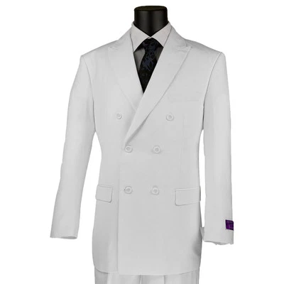 Traje de hombre BIG & TALL blanco de doble botonadura con cintura ajustable, ajuste regular nuevo con etiquetas Foto 1 de 2