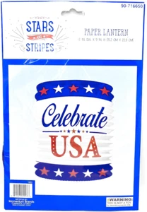USA Paper Lantern,Celebrate USA,Red/White/Blue ,Stars, 6"d x 9"l - Picture 1 of 1