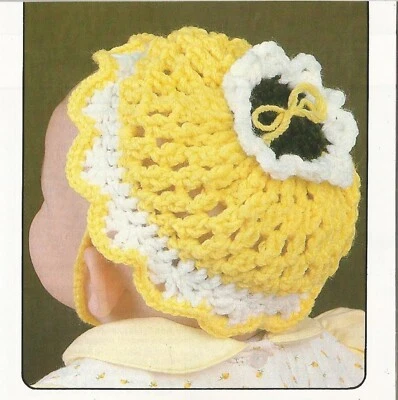 Baby Flower Hat - Fits 0 to 6 mos. - Worsted weight yarn - Crochet Pattern ONLY - Image 1 of 2