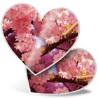 2 x Heart Stickers 15 cm - Japan Pink Cherry Blossom Japanese #8995