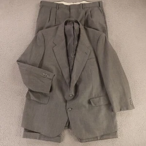 VTG Hopsack Suit L Blue Beige Houndstooth Check Polyester Wool 44S 38x27 - Picture 1 of 21