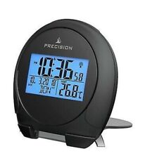 Precision AP059 Radio Controlled LCD Backlit Temperature Alarm Clock BLACK