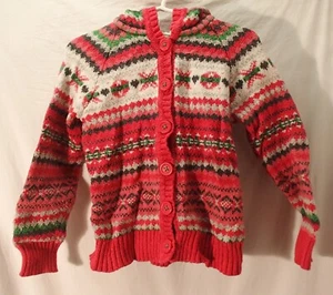 OshKosh Cardigan Hoodie Pink Wool/Cotton Blend Sweater Girls Kids Size 4 - Picture 1 of 3
