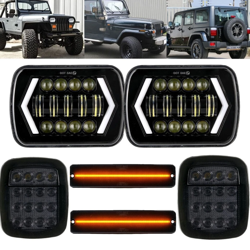 Faros para Jeep Wrangler YJ 87-95 + Luces traseras LED marcadoras laterales para guardabarros delantero Foto 1 de 4