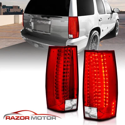 2007-2014 For Chevy Suburban/Tahoe/Yukon/XL Denali Red Clear LED Tail Lights Set - Imagem 1 de 4