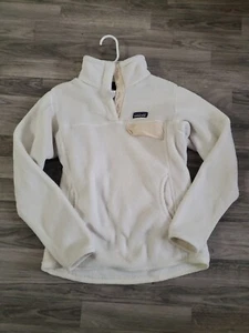 Patagonia Jacket Medium Women Snap-T Pullover Fleece White Long Sleeve - Picture 1 of 6
