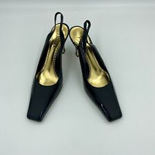 Vintage/Retro J. Renee Black Gold Slingback Kitten Heel Size Ladies 11M