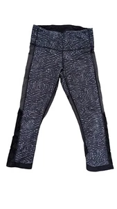 Lululemon Black And Gray Crop Leggings With Mesh Women's Size 6 - Picture 1 of 9
