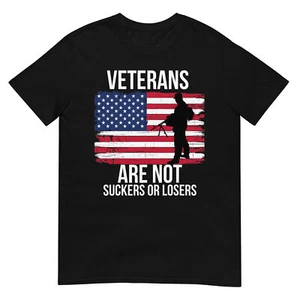 Veterans Are Not Suckers Or Losers Biden 2020 ANTI TRUMP T-Shirt - Picture 1 of 17