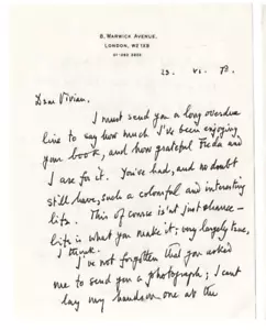Lennox Berkeley signierter Brief an die Komponistin Vivian Ellis 1978 / handsigniert - Bild 1 von 2