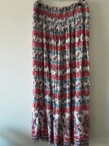 CROSSROADS Maxi Skirt Womens Boho Size 12 Blue and Red White Viscose Pullon - Picture 1 of 14
