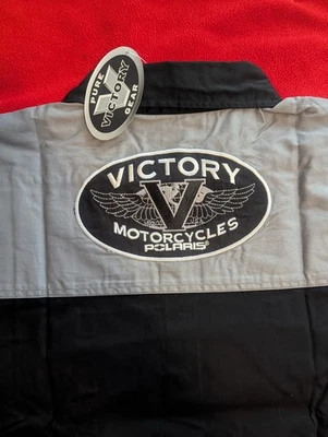 Новый с ярлыками победы мотоцикла Polaris рубашка мужская XL на пуговицах мотоциклиста Harley  - Изображение 1 из 4