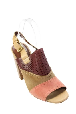 Sandalias para mujer Cole Haan punta abierta gamuza tacones en bloque marrón talla 8 Foto 1 de 4